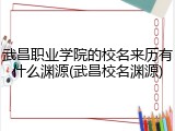 武昌职业学院的校名来历有什么渊源(武昌校名渊源)