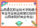 山西老区职业技术学院哪个专业毕业就业前景比较好(山西老院好就业专业)