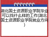 湖北国土资源职业学院毕业可以找什么样的工作(湖北国土资源职业学院就业方向)