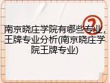 南京晓庄学院有哪些专业，王牌专业分析(南京晓庄学院王牌专业)
