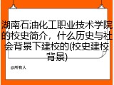 湖南石油化工职业技术学院的校史简介，什么历史与社会背景下建校的(校史建校背景)