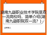 湖南九嶷职业技术学院是双一流高校吗，简单介绍(湖南九嶷职院双一流？)