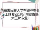 内蒙古民族大学有哪些专业，王牌专业分析(内蒙古民大王牌专业)