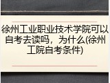 徐州工业职业技术学院可以自考去读吗，为什么(徐州工院自考条件)