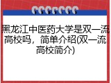黑龙江中医药大学是双一流高校吗，简单介绍(双一流高校简介)