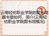 云南轻纺职业学院的图书馆藏书量如何，简介(云南轻纺职业学院图书馆概况)