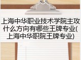 上海中华职业技术学院主攻什么方向有哪些王牌专业(上海中华职院王牌专业)