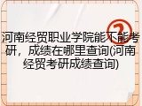 河南经贸职业学院能不能考研，成绩在哪里查询(河南经贸考研成绩查询)