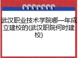 武汉职业技术学院哪一年成立建校的(武汉职院何时建校)