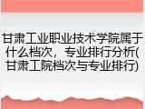 甘肃工业职业技术学院属于什么档次，专业排行分析(甘肃工院档次与专业排行)