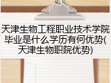 天津生物工程职业技术学院毕业是什么学历有何优势(天津生物职院优势)
