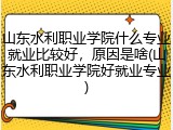 山东水利职业学院什么专业就业比较好，原因是啥(山东水利职业学院好就业专业)