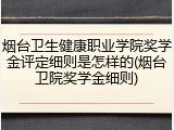 烟台卫生健康职业学院奖学金评定细则是怎样的(烟台卫院奖学金细则)