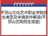 平顶山文化艺术职业学院招生类型及申请条件解读(平顶山艺院招生简章)