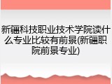 新疆科技职业技术学院读什么专业比较有前景(新疆职院前景专业)