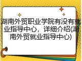 湖南外贸职业学院有没有就业指导中心，详细介绍(湖南外贸就业指导中心)