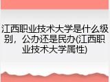 江西职业技术大学是什么级别，公办还是民办(江西职业技术大学属性)