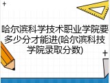 哈尔滨科学技术职业学院要多少分才能进(哈尔滨科技学院录取分数)