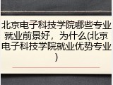 北京电子科技学院哪些专业就业前景好，为什么(北京电子科技学院就业优势专业)