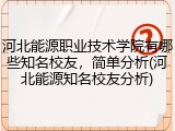 河北能源职业技术学院有哪些知名校友，简单分析(河北能源知名校友分析)