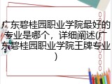 广东碧桂园职业学院最好的专业是哪个，详细阐述(广东碧桂园职业学院王牌专业)