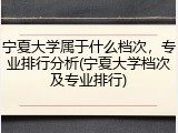 宁夏大学属于什么档次，专业排行分析(宁夏大学档次及专业排行)