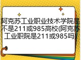 阿克苏工业职业技术学院是不是211或985高校(阿克苏工业职院是211或985吗)