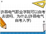 许昌电气职业学院可以自考去读吗，为什么(许昌电气自考入学)