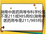湖南中医药高等专科学校是不是211或985高校(湖南中医药高专是211/985吗)