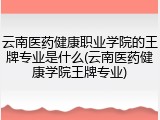 云南医药健康职业学院的王牌专业是什么(云南医药健康学院王牌专业)