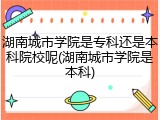 湖南城市学院是专科还是本科院校呢(湖南城市学院是本科)