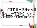 泰山护理职业学院什么专业最好，一年招多少人(泰山护理职业学院优势专业)