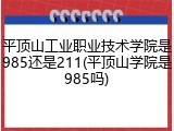 平顶山工业职业技术学院是985还是211(平顶山学院是985吗)