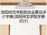 洛阳师范学院到毕业要花多少学费(洛阳师范学院学费总计)