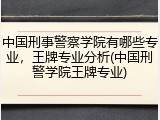 中国刑事警察学院有哪些专业，王牌专业分析(中国刑警学院王牌专业)