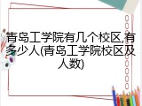 青岛工学院有几个校区,有多少人(青岛工学院校区及人数)