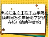 黑龙江生态工程职业学院在读期间怎么申请助学贷款(在校申请助学贷款)