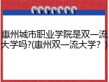 惠州城市职业学院是双一流大学吗?(惠州双一流大学？)