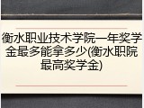 衡水职业技术学院一年奖学金最多能拿多少(衡水职院最高奖学金)
