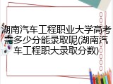 湖南汽车工程职业大学高考需多少分能录取呢(湖南汽车工程职大录取分数)