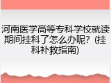 河南医学高等专科学校就读期间挂科了怎么办呢？(挂科补救指南)