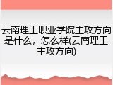 云南理工职业学院主攻方向是什么，怎么样(云南理工主攻方向)