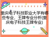 重庆电子科技职业大学有哪些专业，王牌专业分析(重庆电子科技王牌专业)