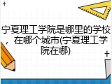 宁夏理工学院是哪里的学校，在哪个城市(宁夏理工学院在哪)