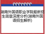 湖南外国语职业学院最新招生简章深度分析(湖南外国语招生解析)