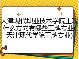 天津现代职业技术学院主攻什么方向有哪些王牌专业(天津现代学院王牌专业)
