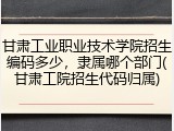 甘肃工业职业技术学院招生编码多少，隶属哪个部门(甘肃工院招生代码归属)