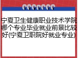 宁夏卫生健康职业技术学院哪个专业毕业就业前景比较好(宁夏卫职院好就业专业)