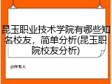 昆玉职业技术学院有哪些知名校友，简单分析(昆玉职院校友分析)