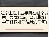 辽宁工程职业学院在哪个城市，是本科吗，第几批(辽宁工程职业学院城市学历)